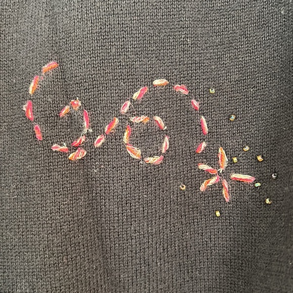 VTG Talbots Black Cotton Christmas Sweater sz.M - Picture 3 of 9